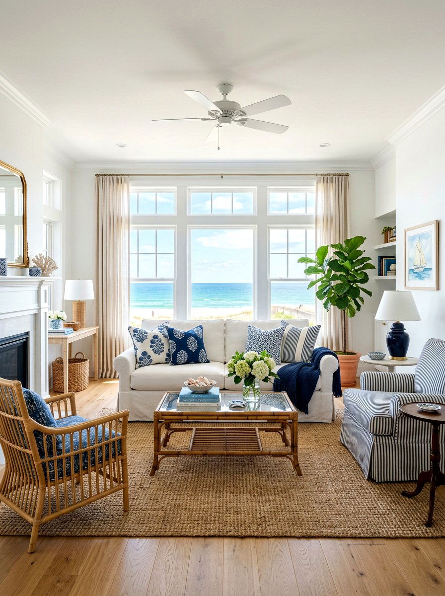 Coastal Grandmillennial Living Room - 30 preppy home decor ideas