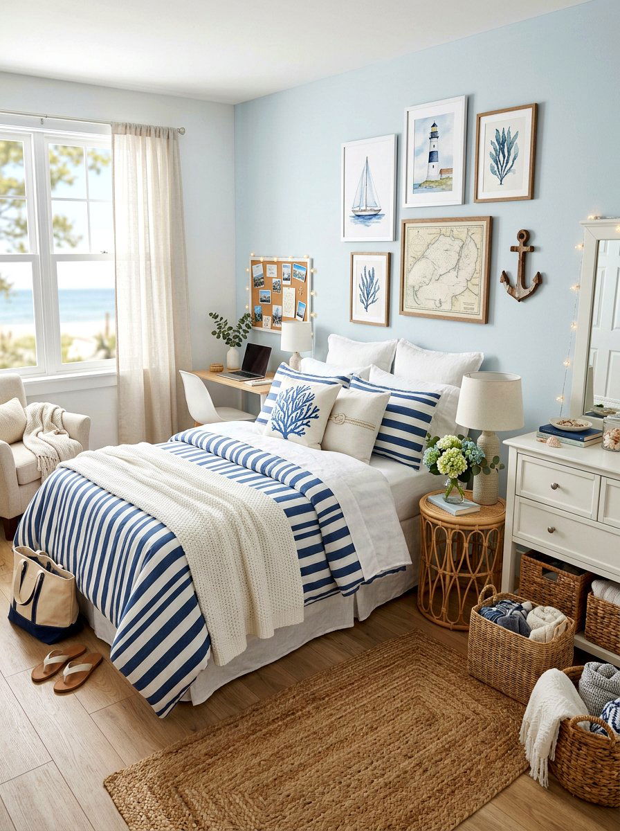 Coastal Grandmother Dorm Style - 30 college bedroom ideas