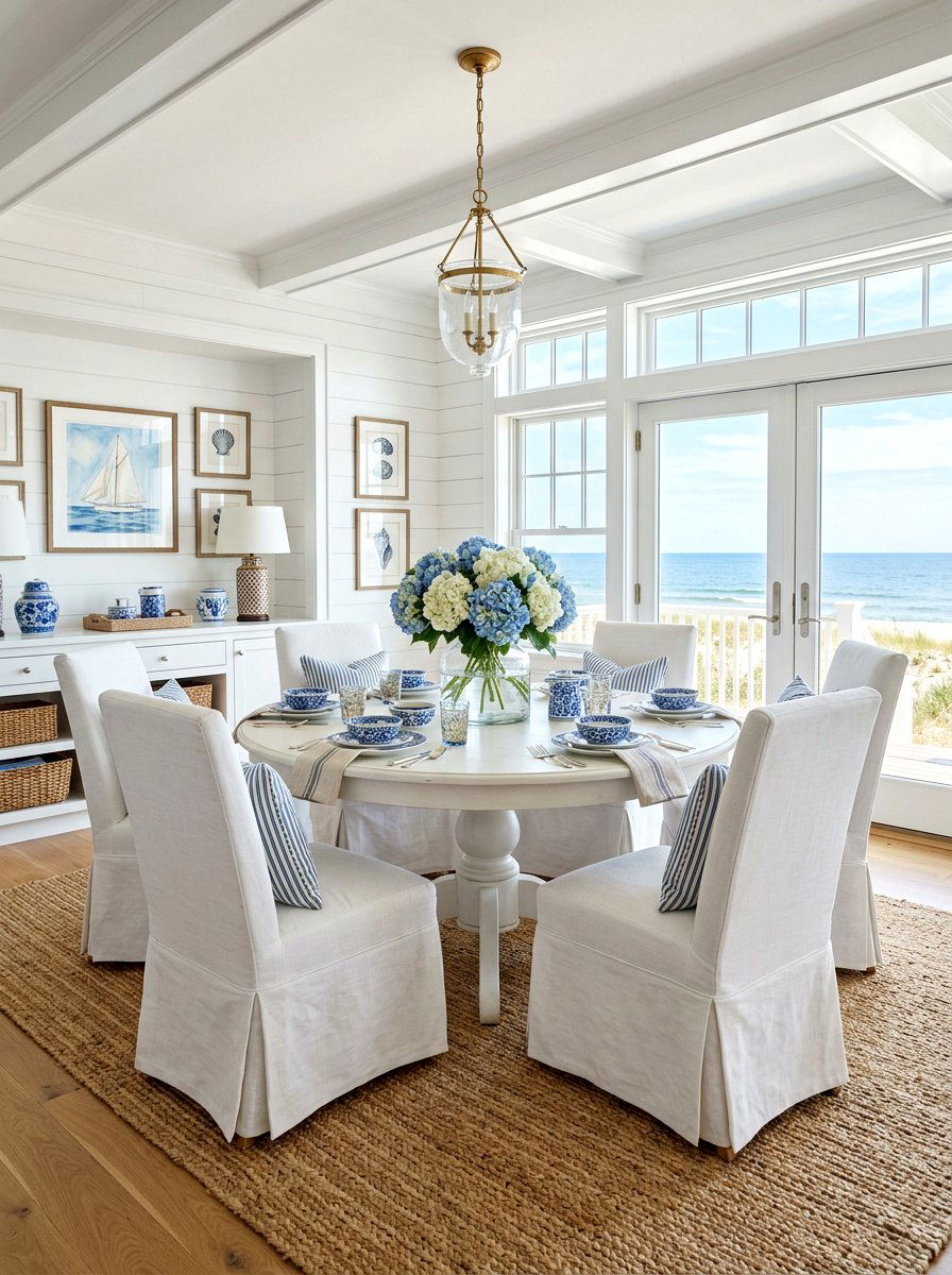 Coastal Grandmother Round Dining - 30 round dining room ideas
