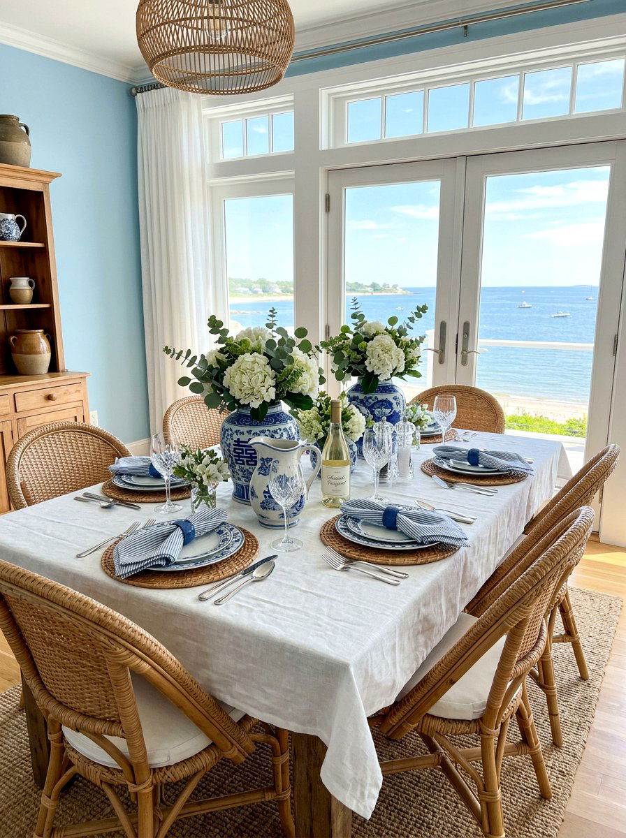 Coastal Grandmother Table - 30 collected tablescape ideas