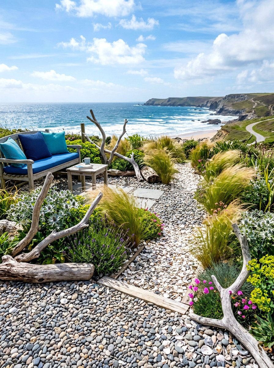 Coastal Gravel Garden - 30 gravel courtyard ideas