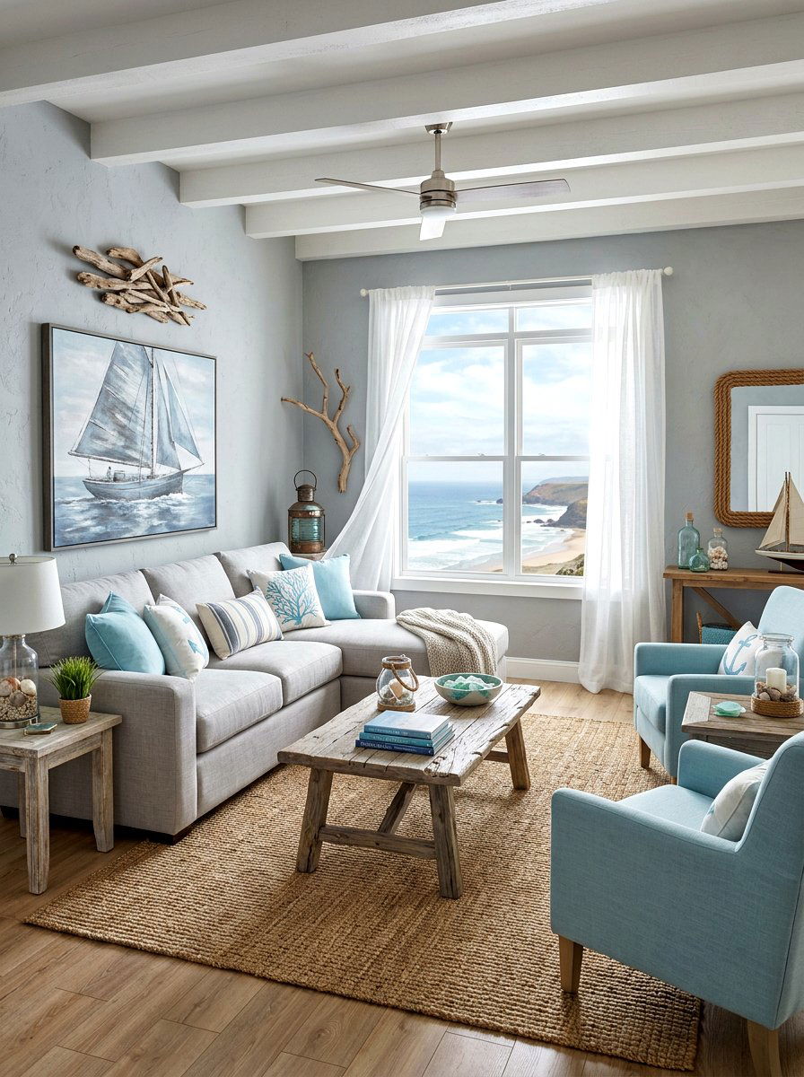 Coastal Gray Living Room - 30 gray living room ideas
