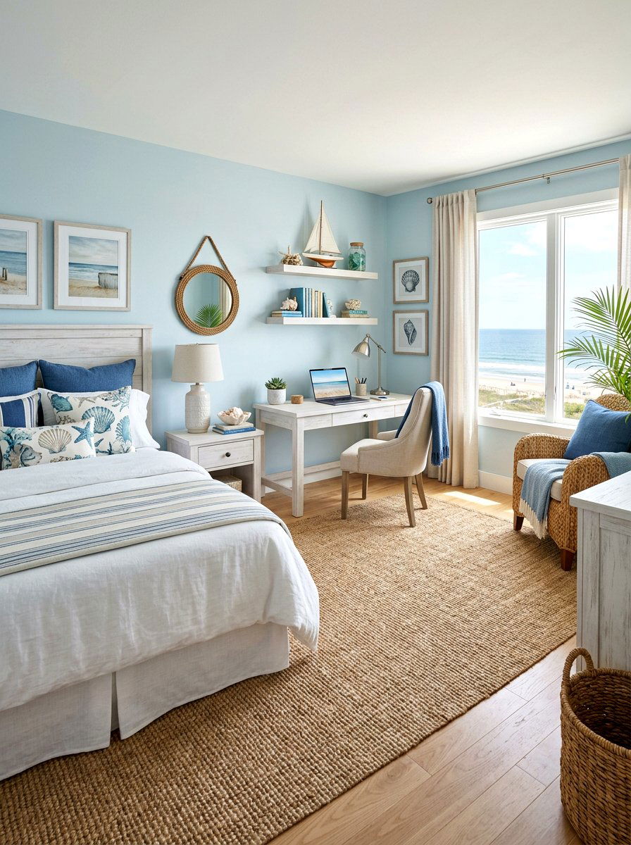 Coastal Guest Room Office Theme - 30 guest bedroom office combo ideas