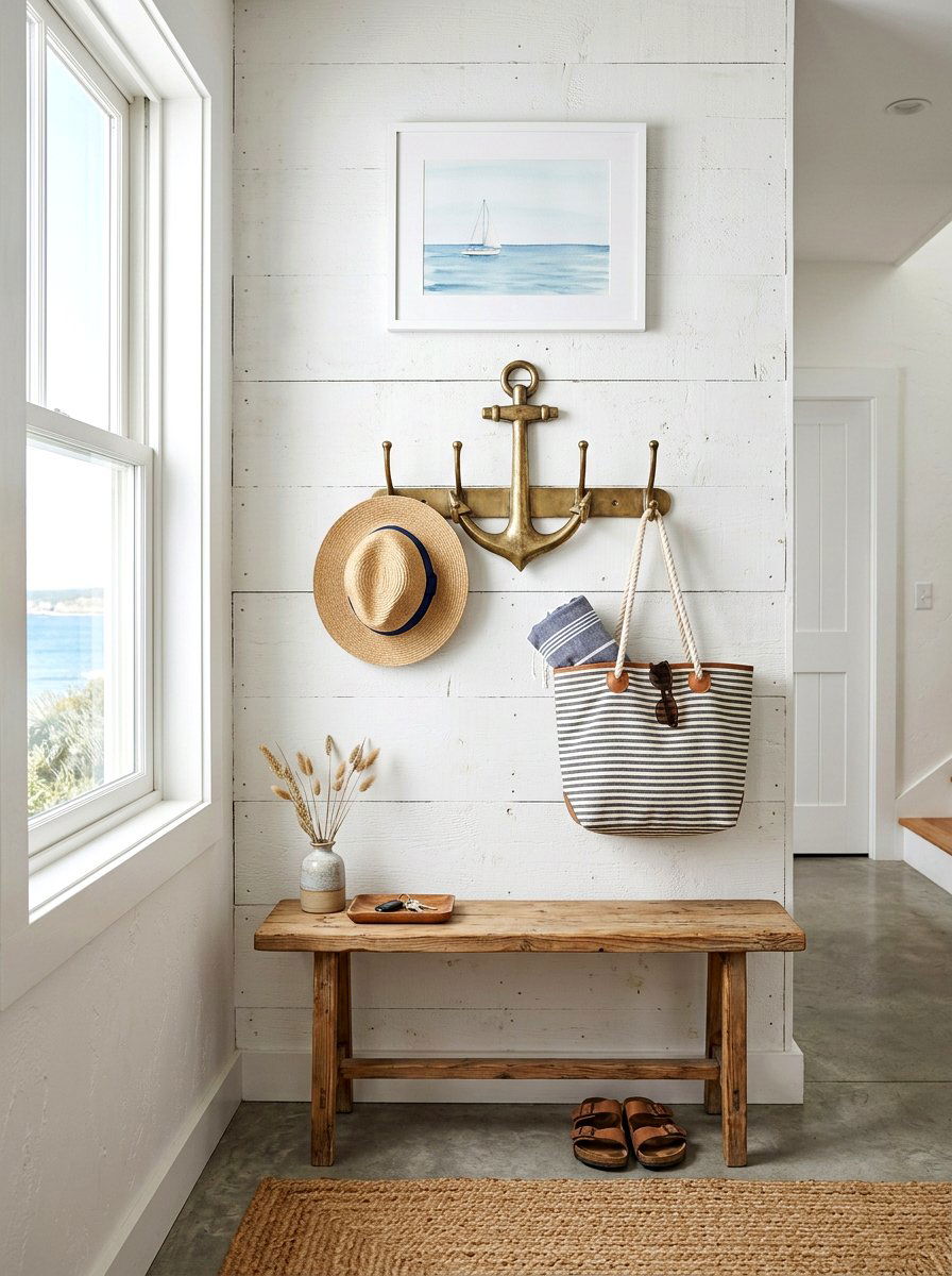 Coastal Hook Rack - 30 coastal entryway ideas