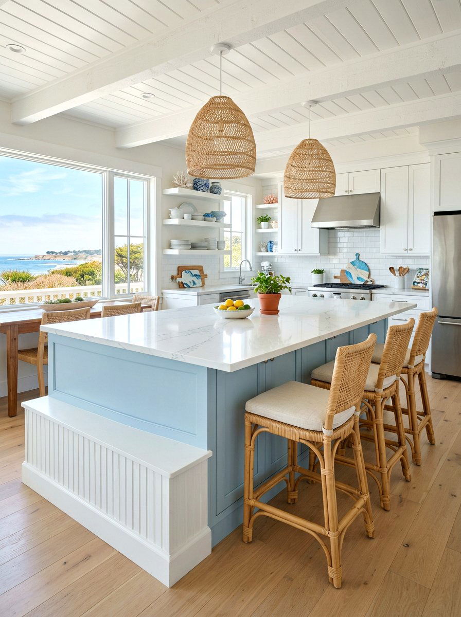 Coastal Kitchen Island Seating - 30 banquette kitchen island ideas