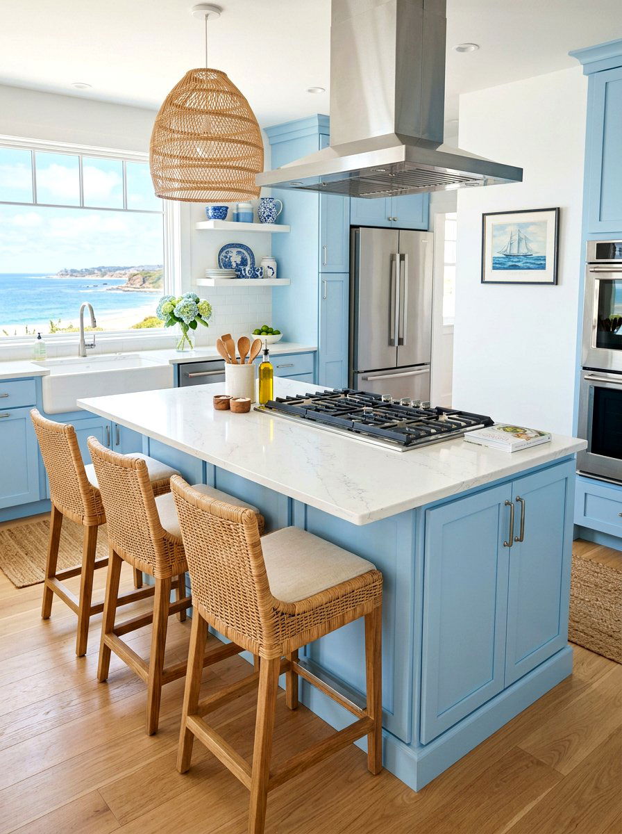 Coastal Kitchen Island With Gas Stove - 30 kitchen island with cooktop ideas