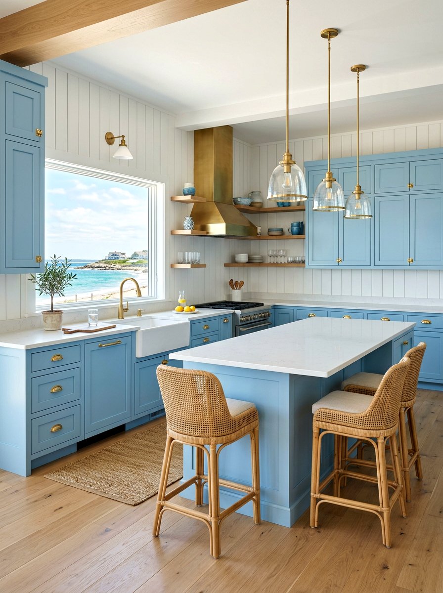 Coastal Kitchen Polished Brass Hardware - 30 brass kitchen hardware ideas