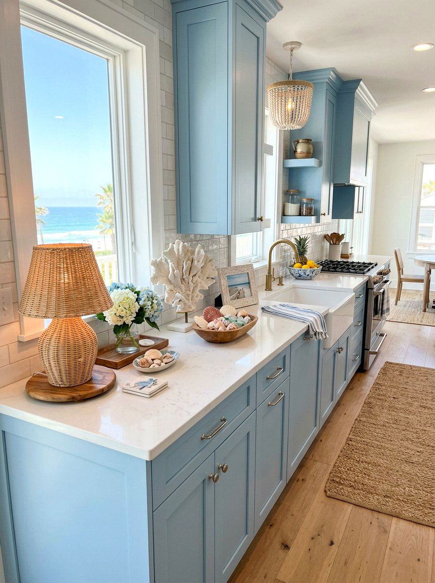 Coastal Kitchen Rattan Lamp - 30 mini lamp on kitchen counter ideas