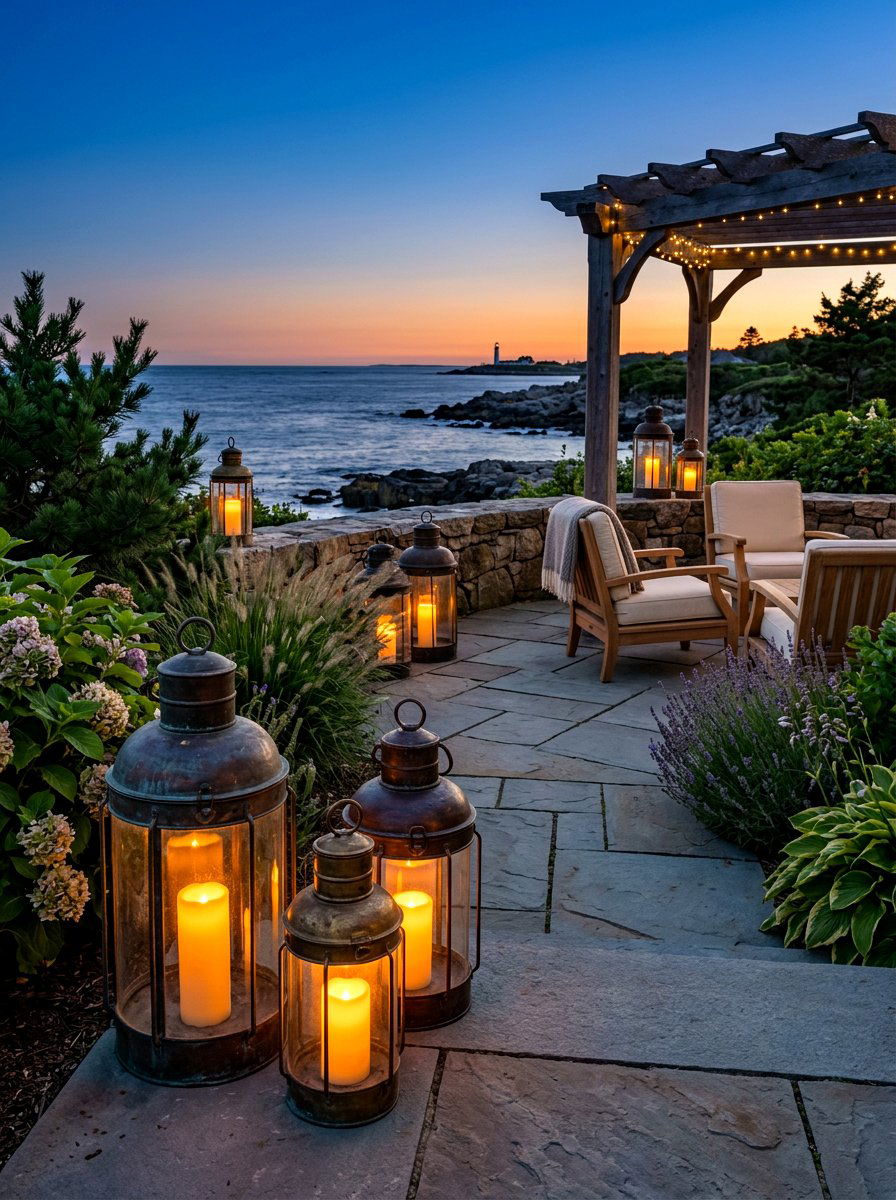 Coastal Lantern Patio Lighting - 30 breezy coastal patio ideas