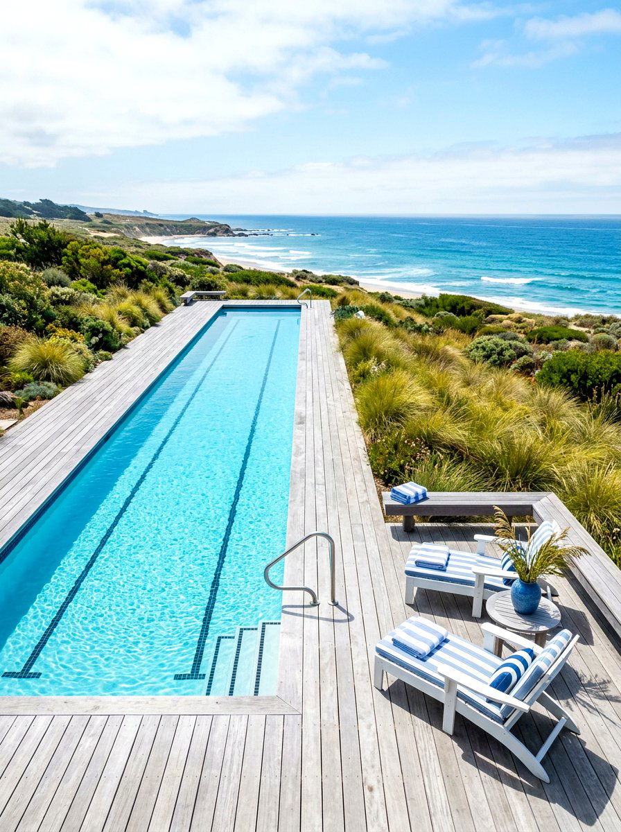 Coastal Lap Pool - 30 lap pool backyard ideas