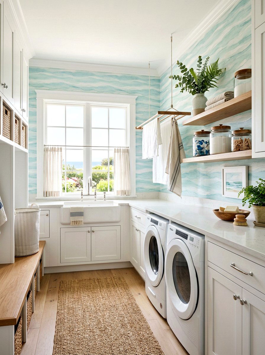 Coastal Laundry Room Wallpaper - 30 laundry room wallpaper ideas