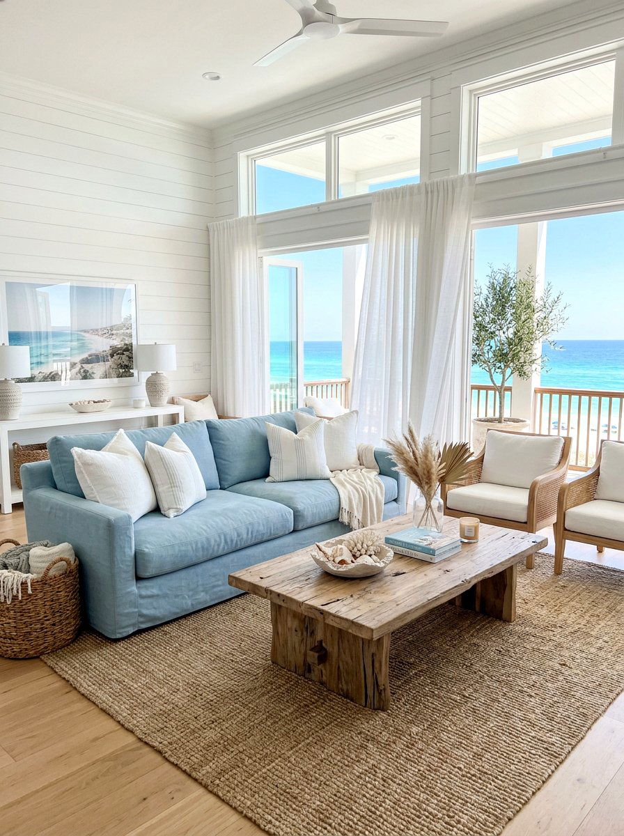 Coastal Living Room - 30 cloud couch living room ideas