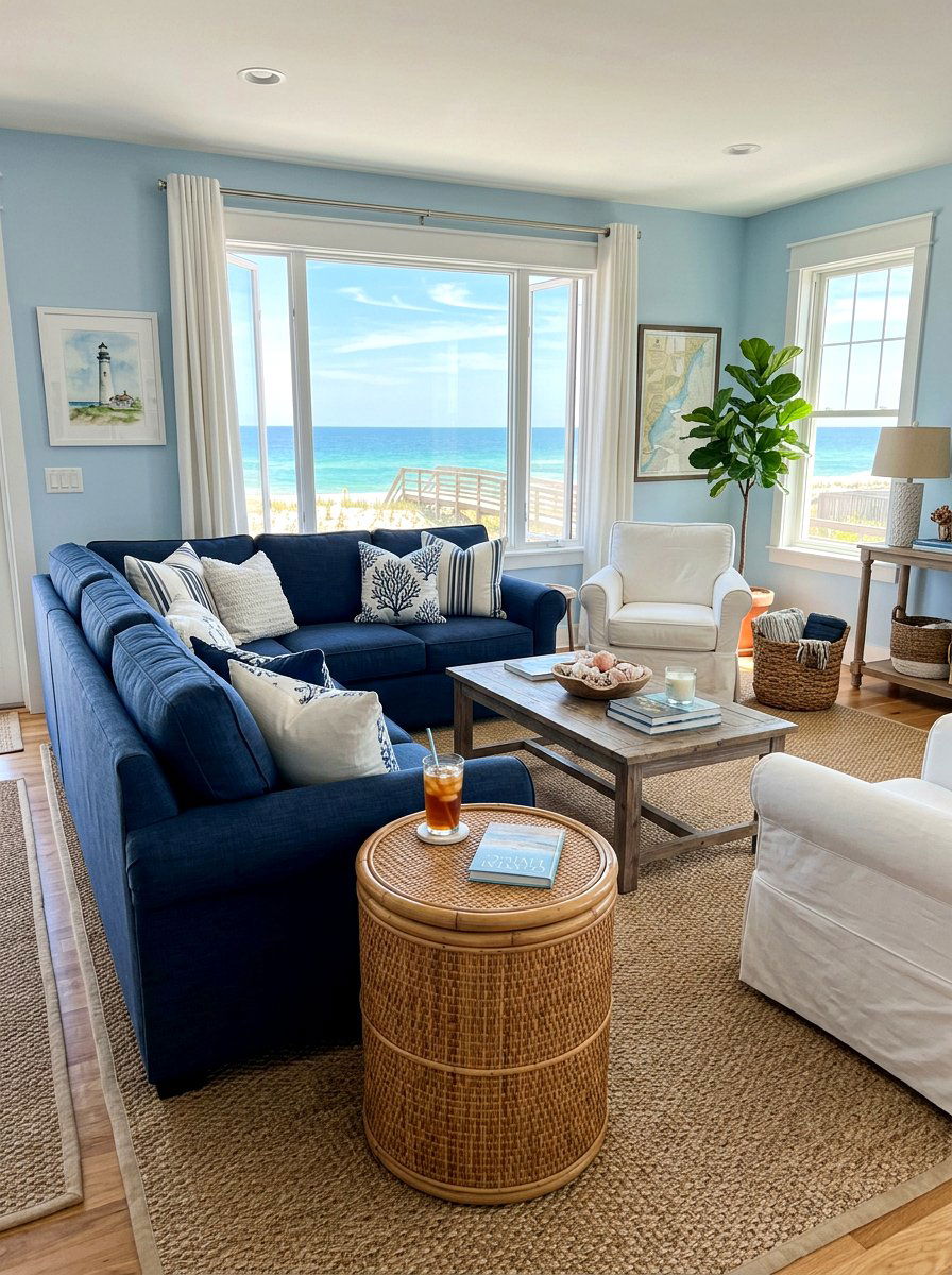 Coastal Living Room Bamboo Drink Table - 30 drink table ideas