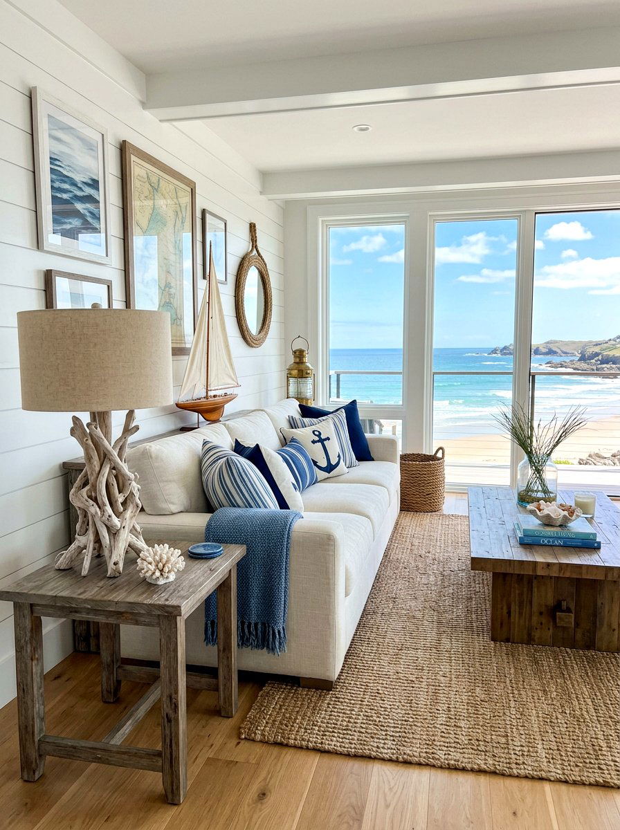 Coastal Living Room Driftwood Table Lamp - 30 layered lamp living room ideas
