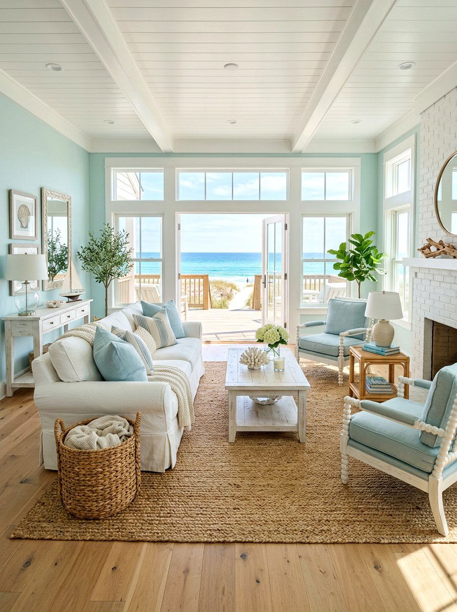 Coastal Living Room - 30 blue living room ideas