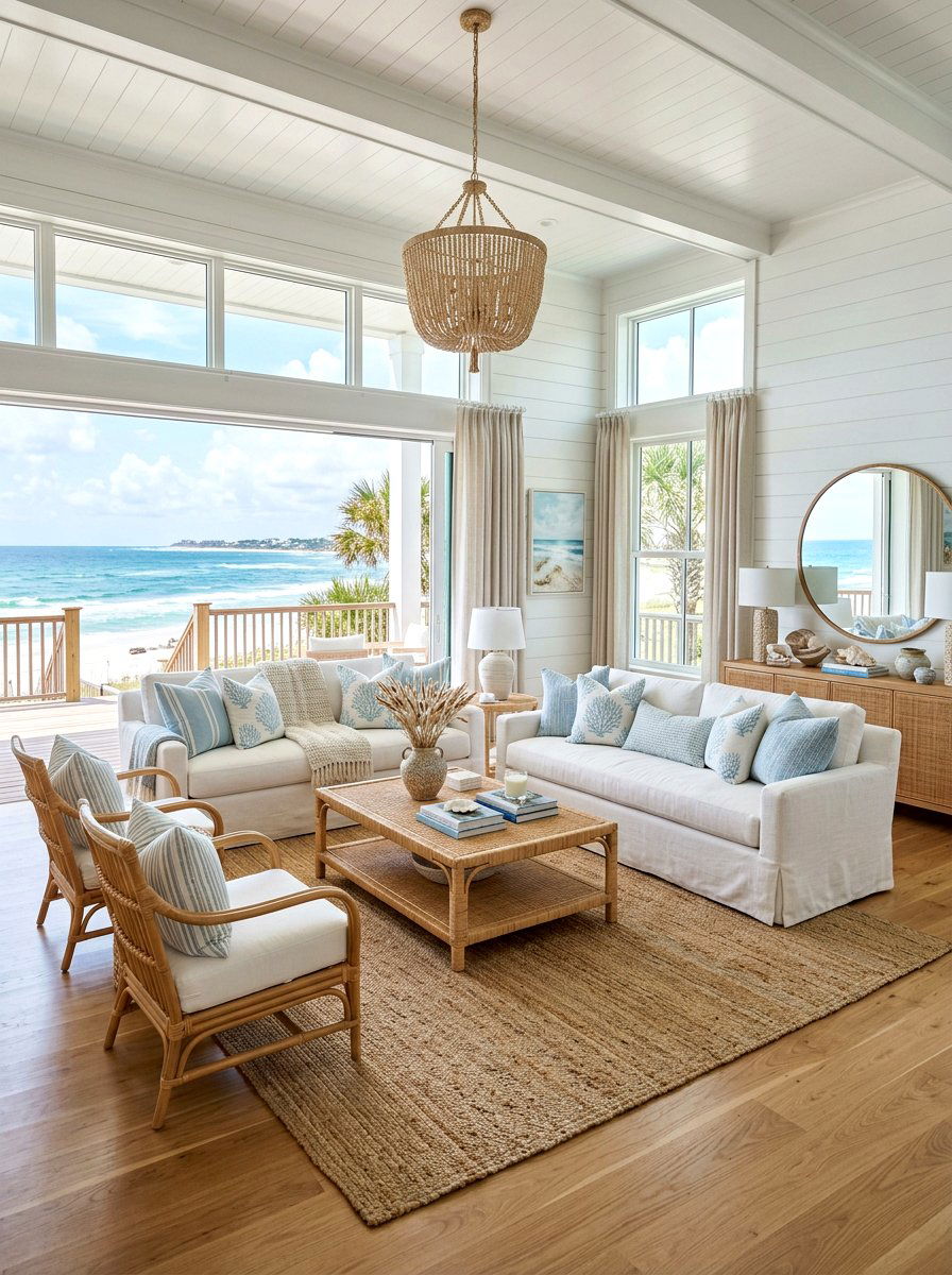 Coastal Luxury Living Room - 30 designer showroom living room ideas