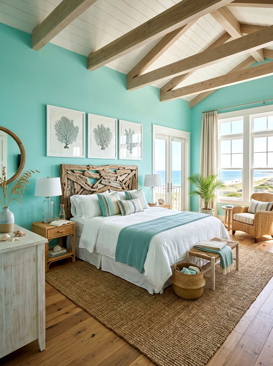 Coastal Master Bedroom - 30 aqua bedroom ideas