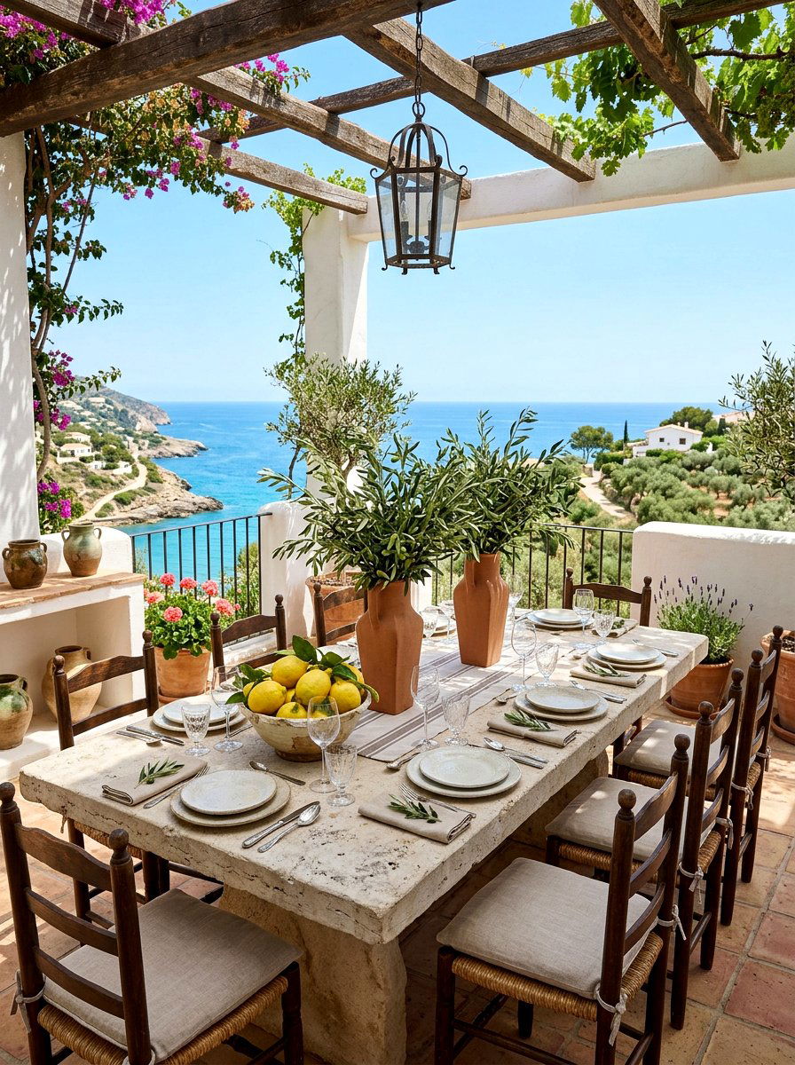 Coastal Mediterranean Villa - 30 lemon and olive summer tablescape ideas