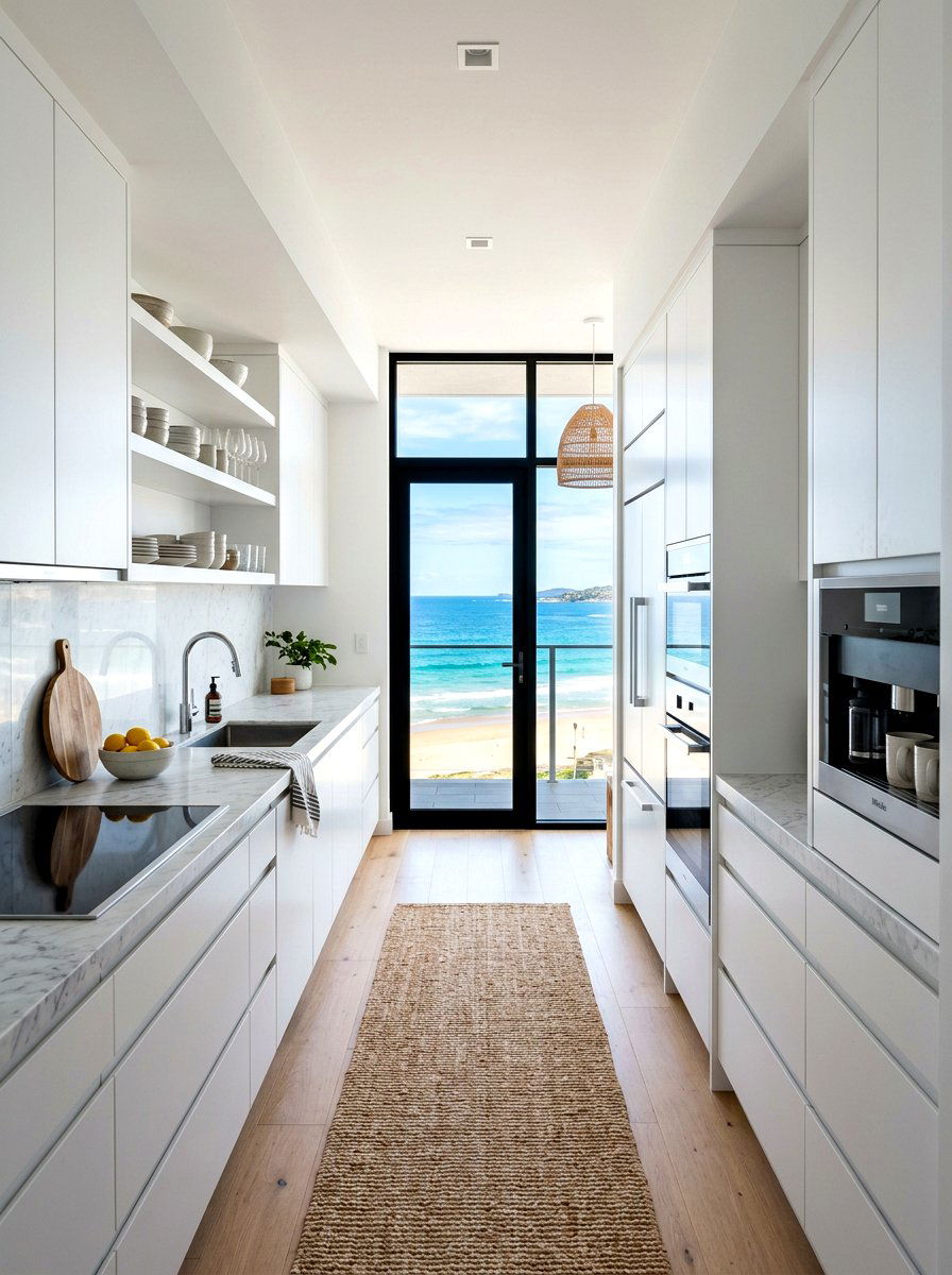 Coastal Modern Galley Kitchen - 30 beach house kitchen ideas
