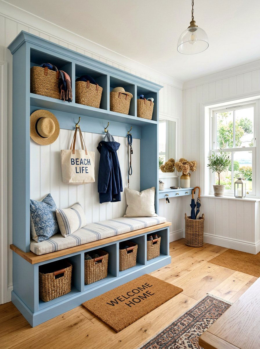 Coastal Mudroom Cubby - 30 Hamptons entryway ideas
