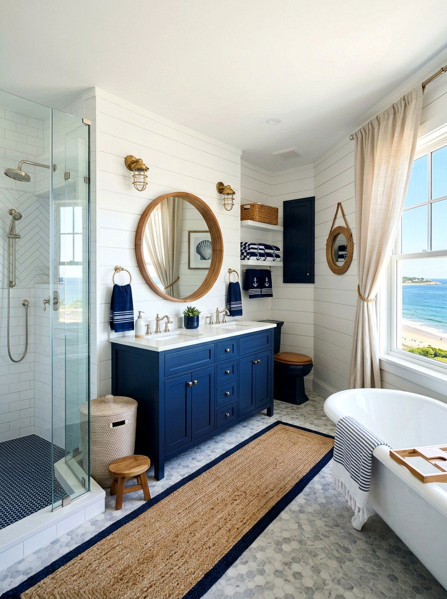 Coastal Navy Bathroom - 30 navy bathroom ideas