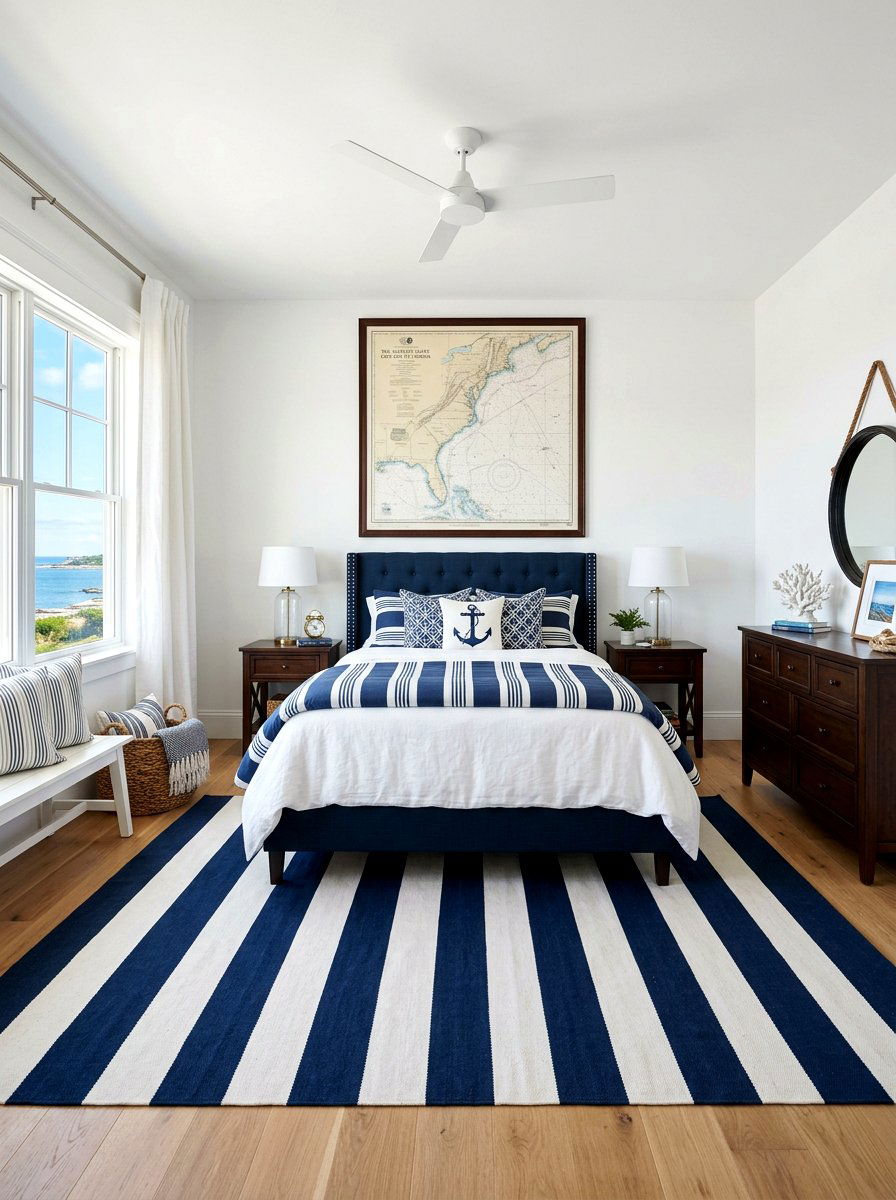 Coastal Navy Blue Bedroom - 30 ocean blue bedroom ideas