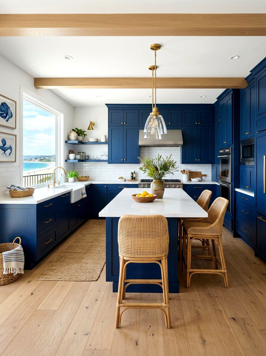 Coastal Navy Blue Kitchen Cabinets - 30 navy kitchen cabinet ideas