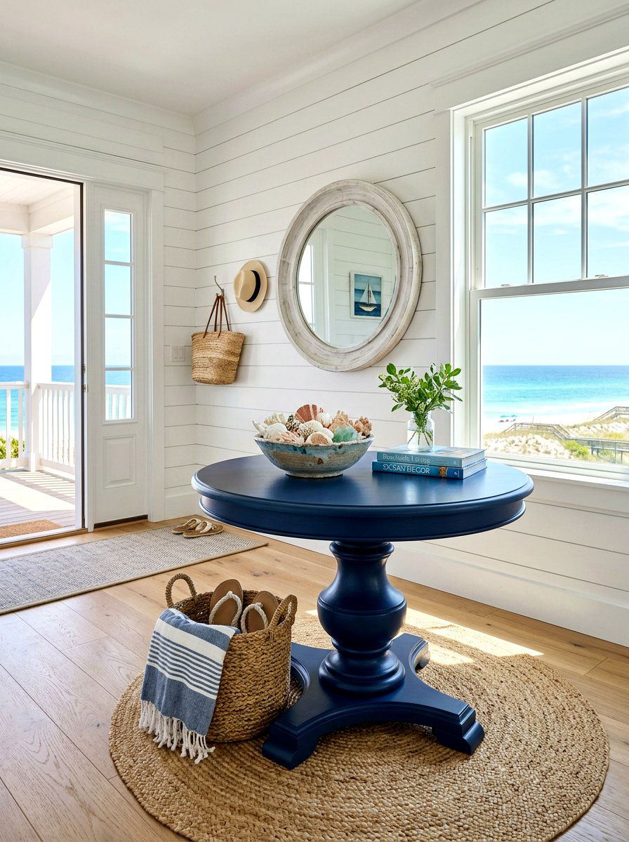 Coastal Navy Pedestal Table - 30 pedestal entry table ideas