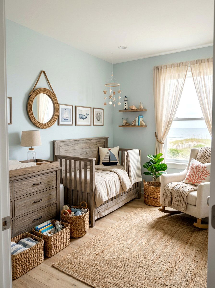 Coastal Neutral Nursery - 30 neutral nursery ideas