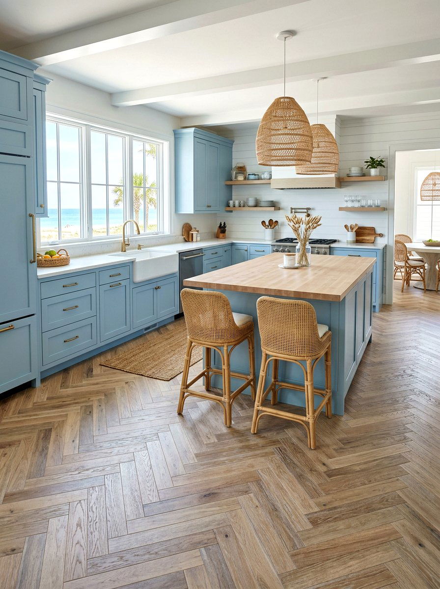 Coastal Oak Parquet Floor - 30 parquet kitchen floor ideas
