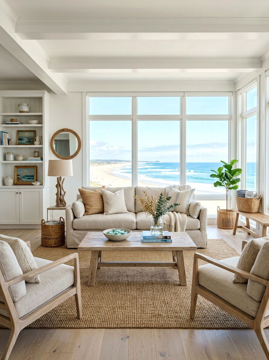 Coastal Oatmeal Living Room - 30 oatmeal living room ideas