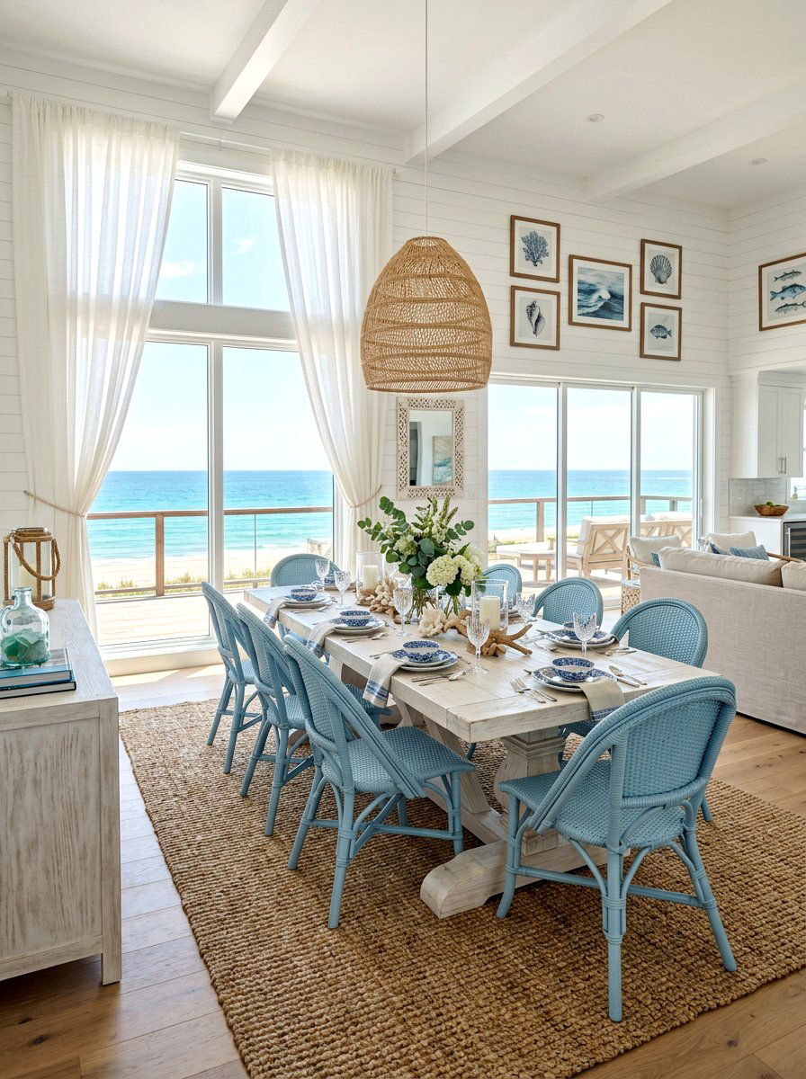 Coastal Open Concept Dining - 30 open plan dining room ideas