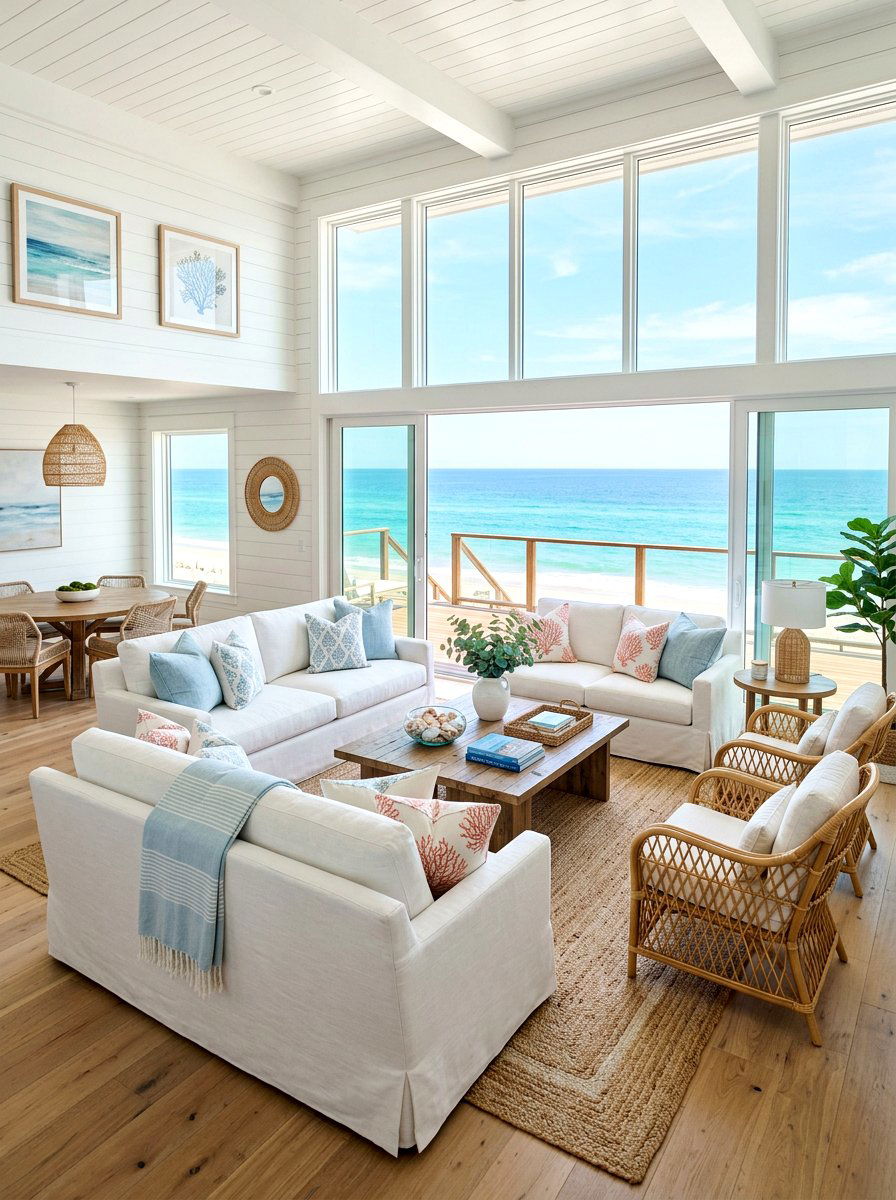 Coastal Open Concept Living Room - 30 open concept living room ideas