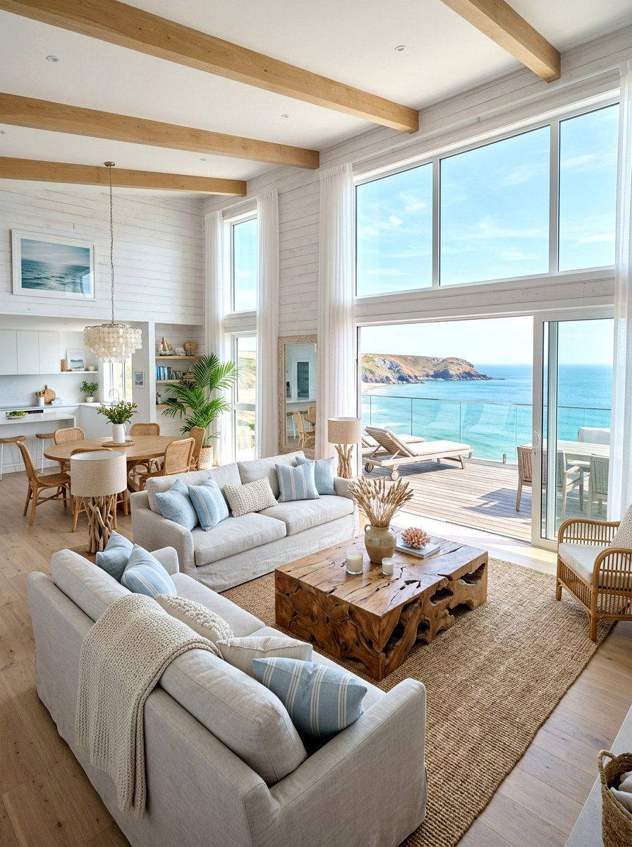 Coastal Open Concept Living - 30 open floor plan ideas