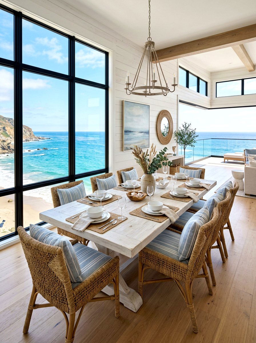 Coastal Open Dining Layout - 30 open dining room ideas
