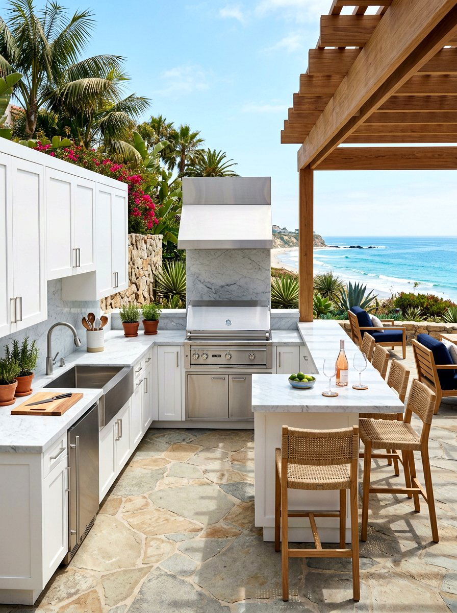 Coastal Outdoor Kitchen - 30 Hamptons backyard ideas