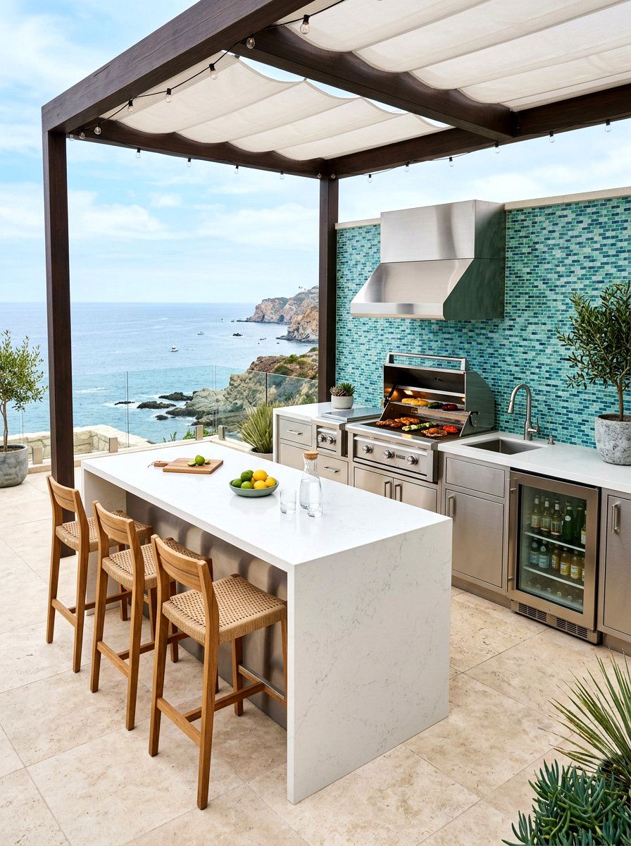 Coastal Outdoor Kitchen Setup - 30 breezy coastal patio ideas