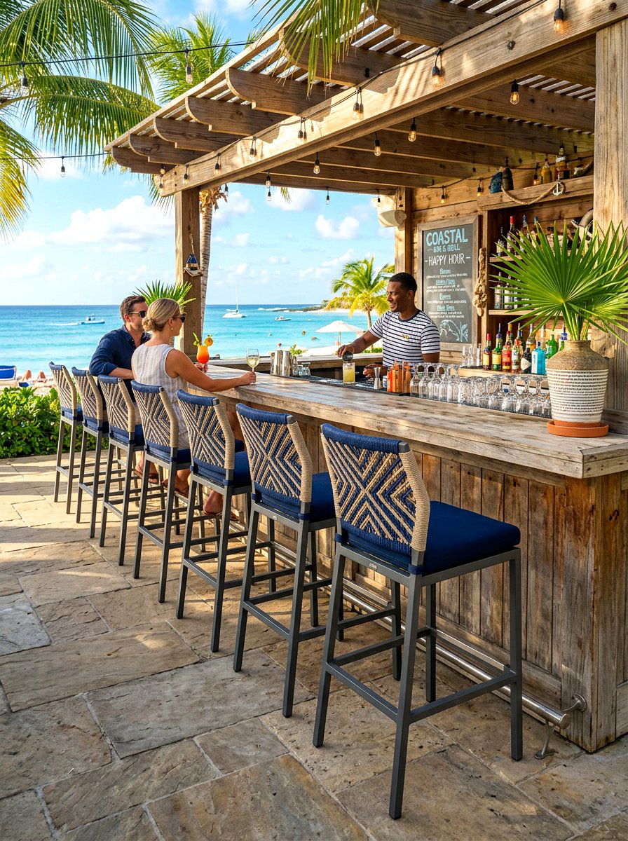 Coastal Patio Bar Stools - 30 breezy coastal patio ideas