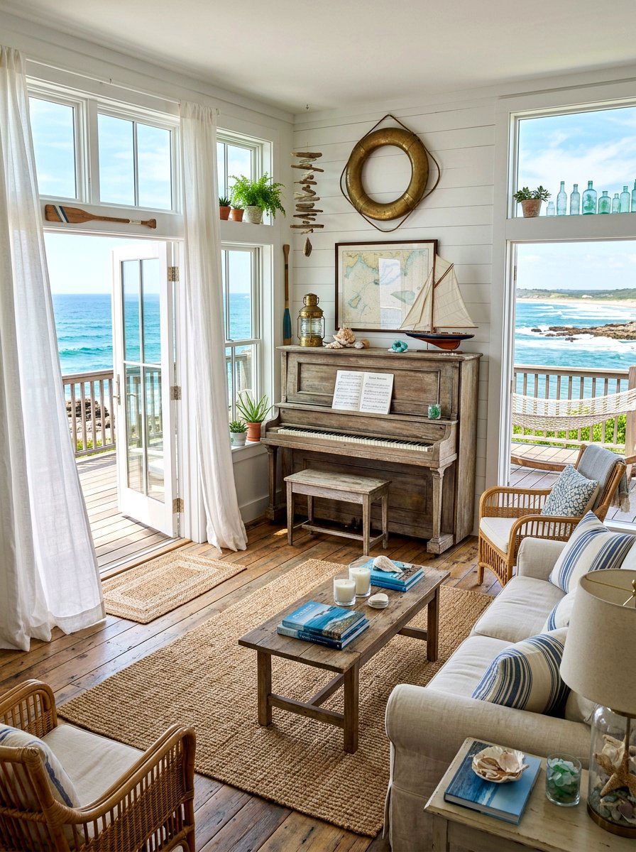 Coastal Piano House - 30 piano room ideas
