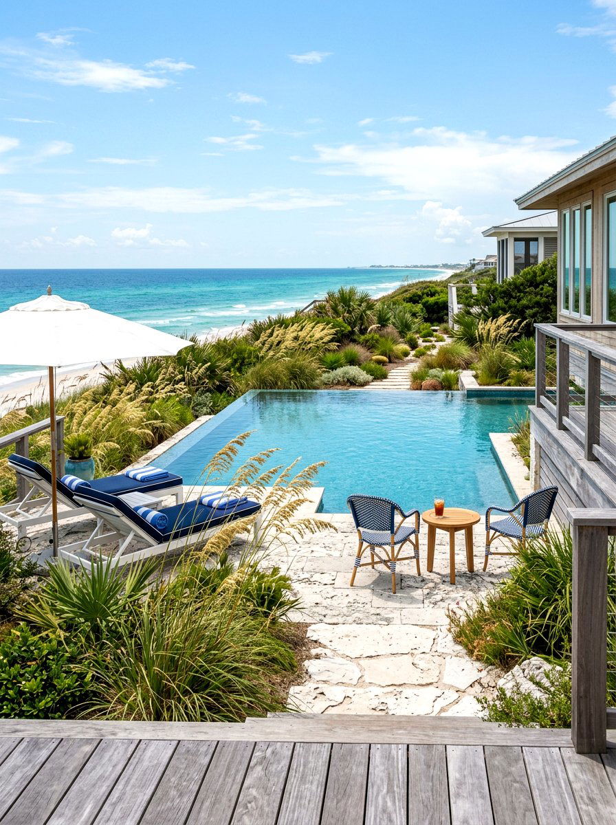 Coastal Pool Garden - 30 pool garden ideas