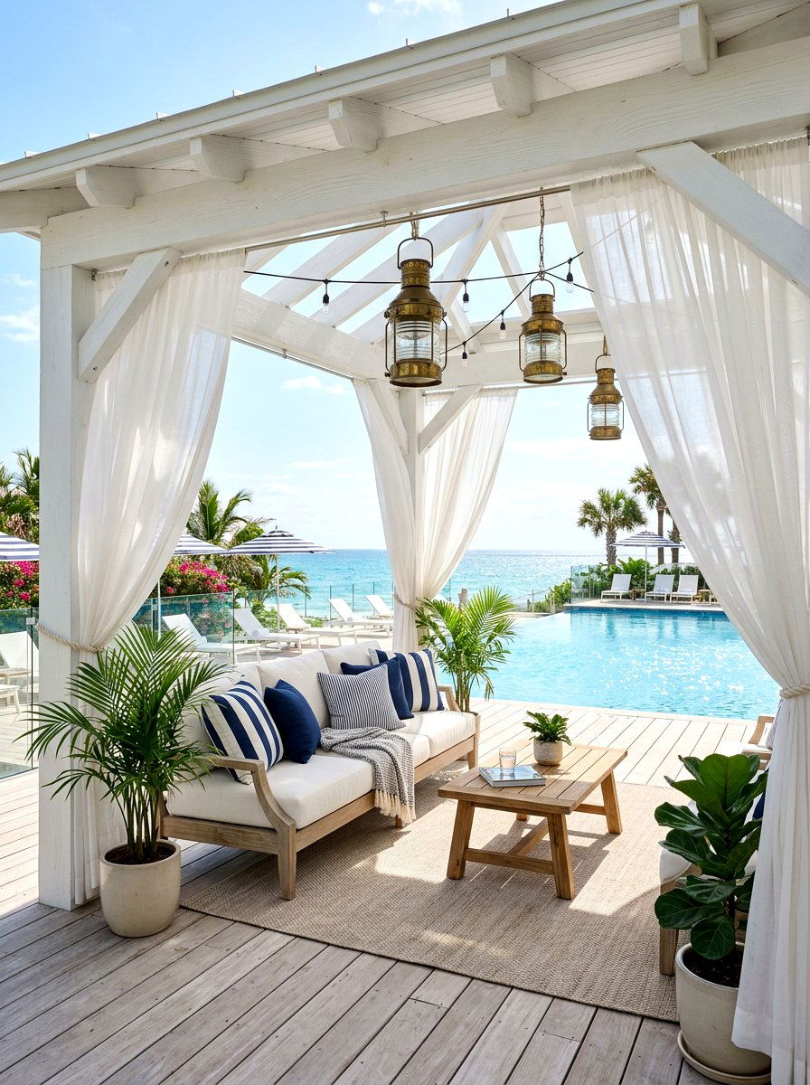 Coastal Poolside Lounge - 30 pool cabana ideas