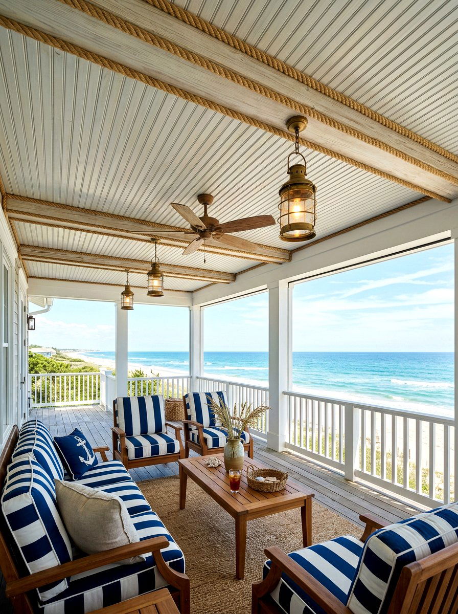 Coastal Porch Beadboard - 30 porch beadboard ceiling ideas