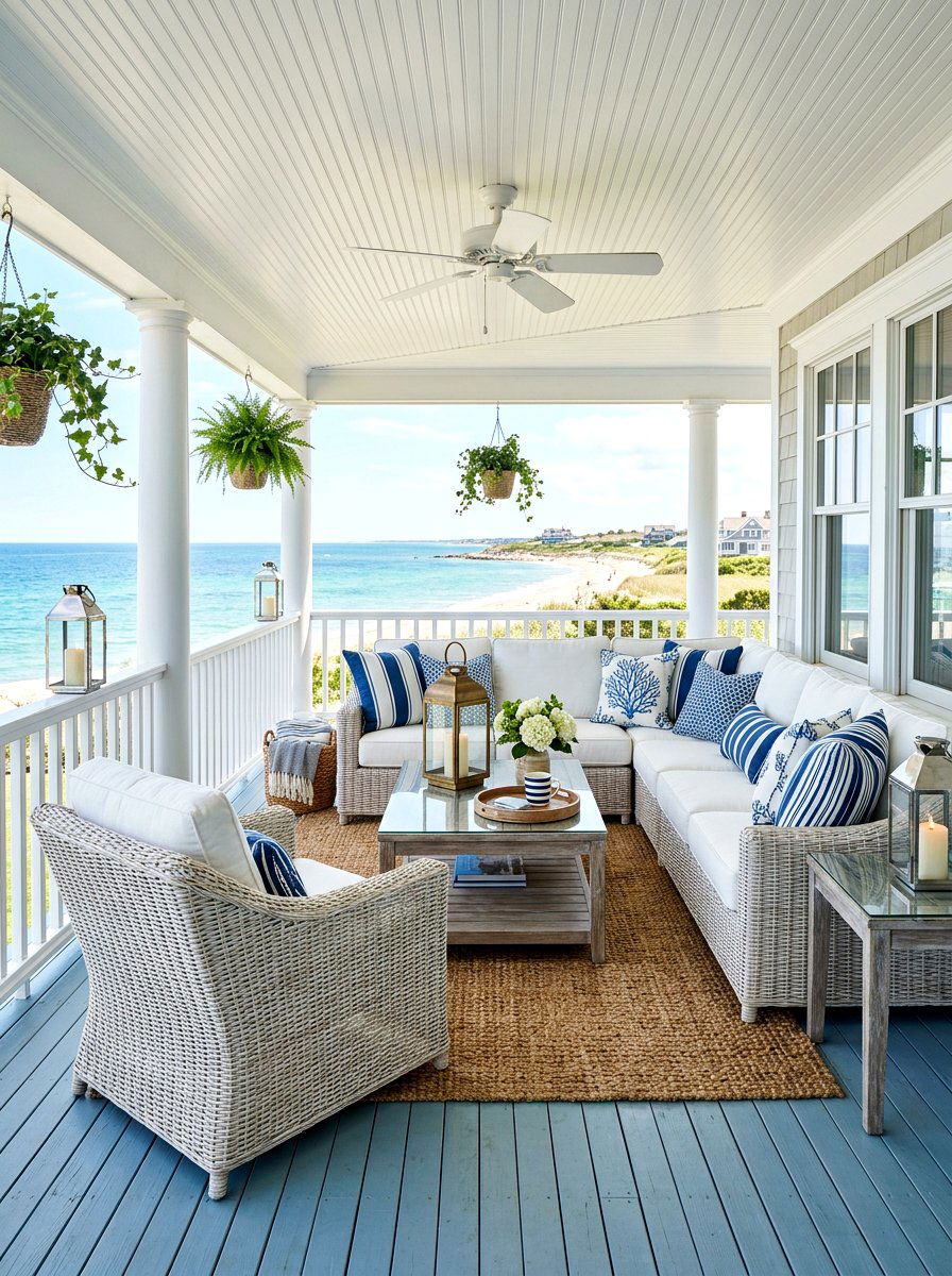 Coastal Porch Furniture - 30 porch gathering ideas