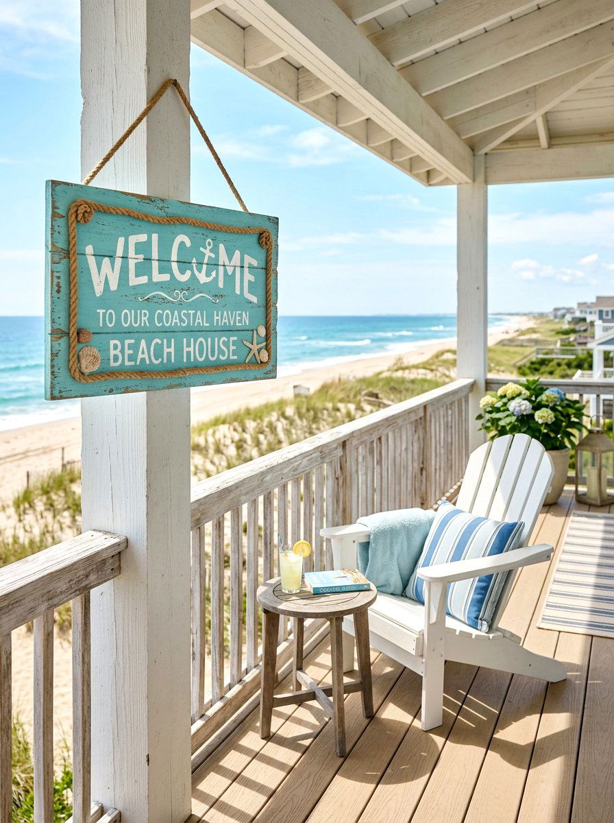Coastal Porch Welcome Sign - 30 porch welcome sign ideas