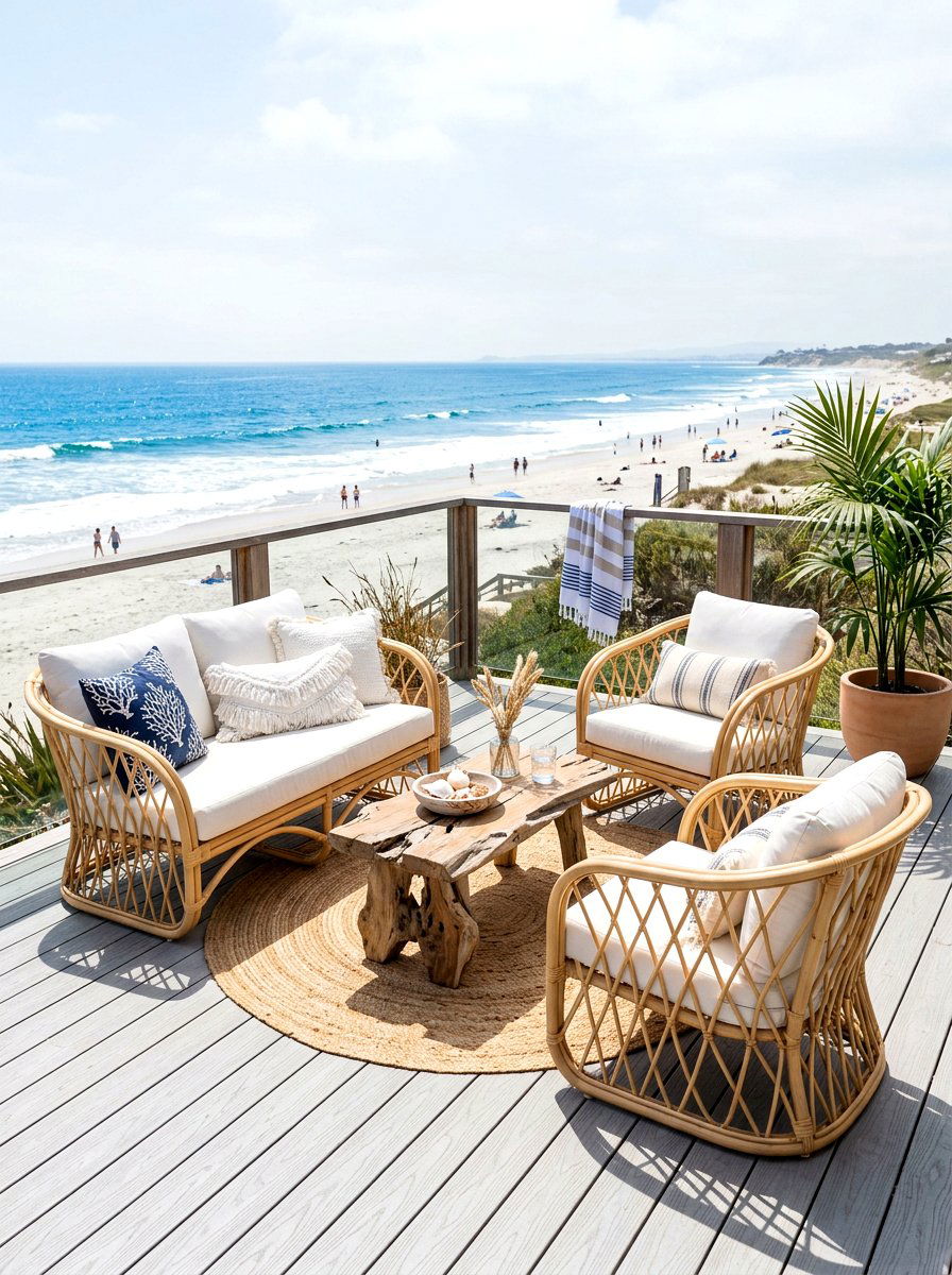 Coastal Rattan Conversation Set - 30 resort patio lounge ideas