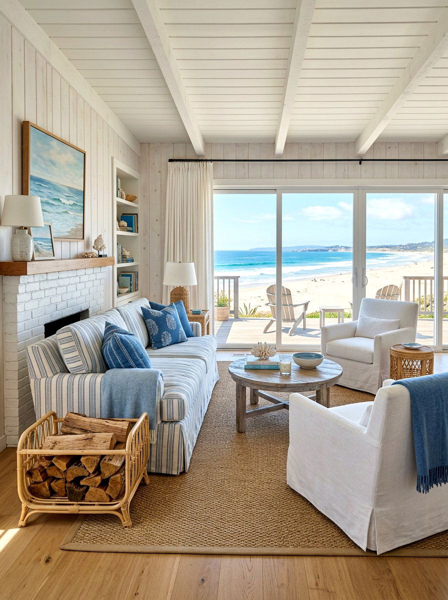 Coastal Rattan Log Holder - 30 fireplace wood basket ideas