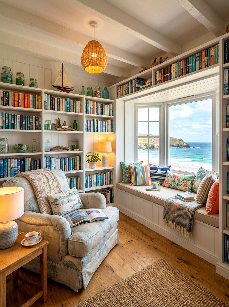 Coastal Reading Room - 30 seaside cottage ideas