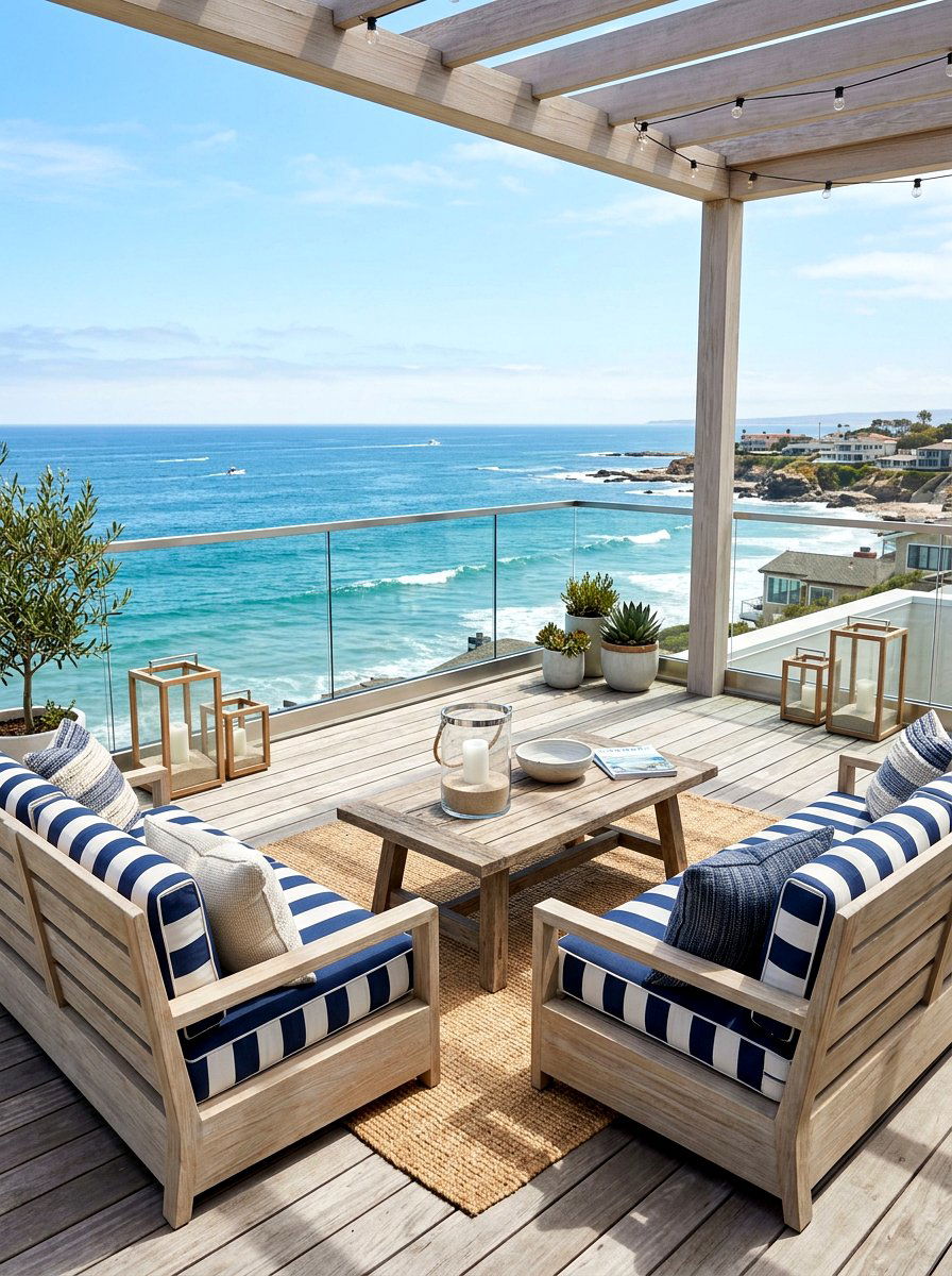 Coastal Rooftop Decor - 30 rooftop patio lounge ideas aesthetic