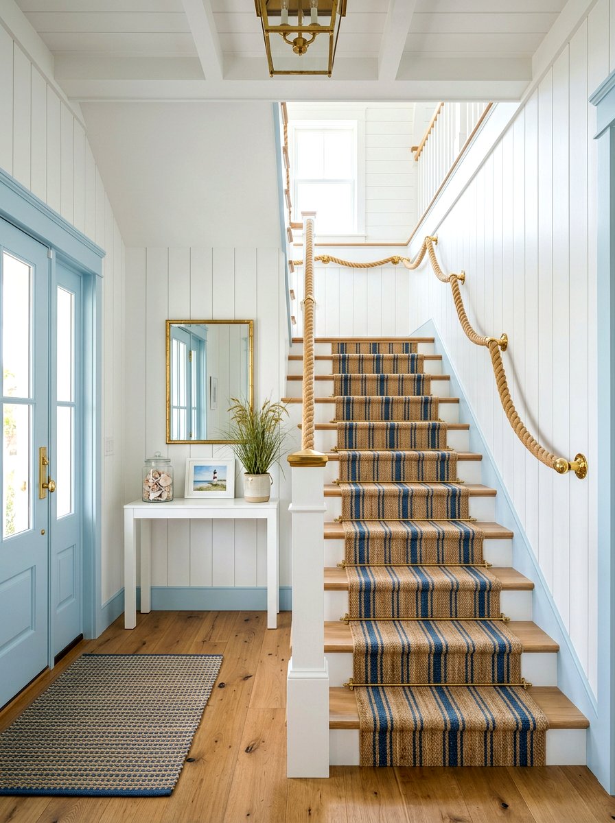 Coastal Rope Banister - 30 banister makeover ideas