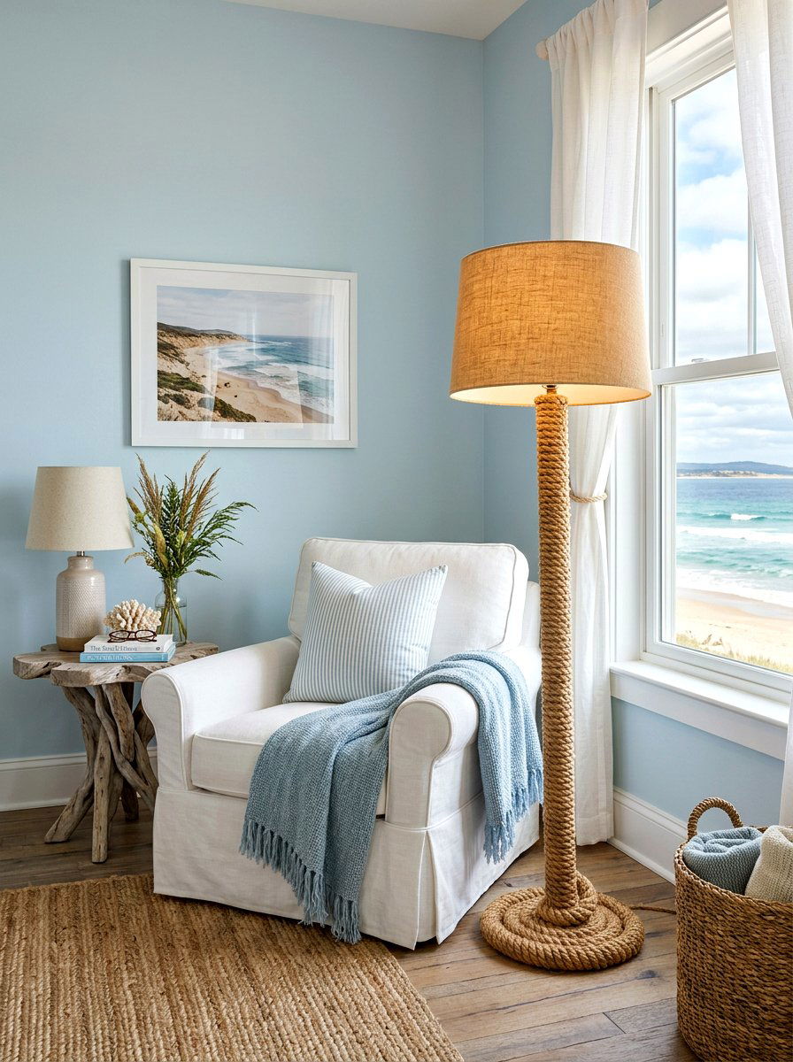 Coastal Rope Floor Lamp - 30 floor lamp corner ideas